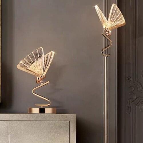 Nordic bedside lamp butterfly table lamp modern vertical bedroom floor LED warm color dining room creative study room living