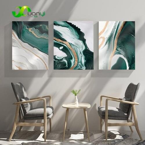 Modern Abstract Gold Foil Lines Green Canvas Paintings For Living Room Bedroom Posters And Prints Wall Art Picture Home Decor