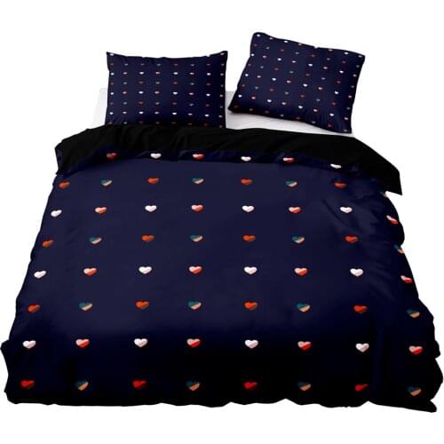 Modern Style Duvet Cover 200x220 Pillowcase 3Pcs,140x200 Quilt Cover,Blanket Cover ,Romantic Heart Shape Pattern Bedding Set