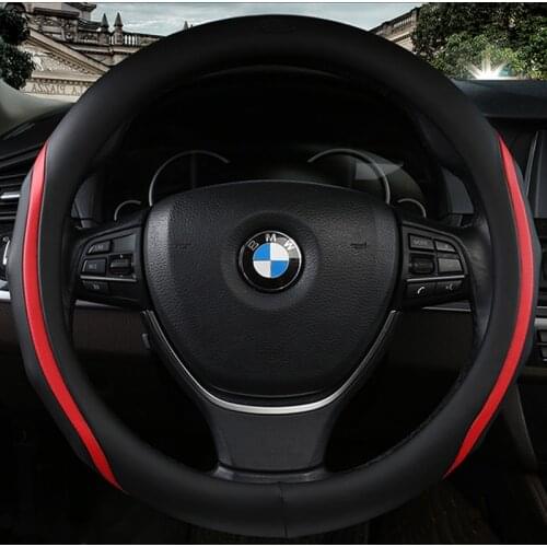Universal Car PU Leather Steering-Wheel Covers Anti-slip Skidproof Durable 38CM/15" Dynamic Fibre Handmade Steering Wheel Cover