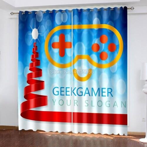 Polyester Blackout Curtains 2 Panels 3D Printed Gamepad 90"x110" Inch Window Drapes Boy Girl Kids Bedroom Living Room Decor Gift