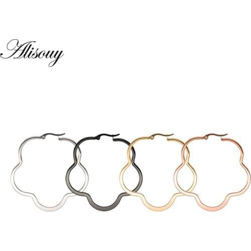 Alisouy 30/40/50/60CM Sexy Oversized Gold/ color/Black Big plum flower Hoop Earrings Bijoux lady Earrings Women Girls earring