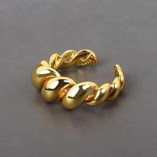 Fashion Metal Retro Style Croissant Open Index Finger Ring Twist Folding Ring Ring Personality Jewelry Female Trend