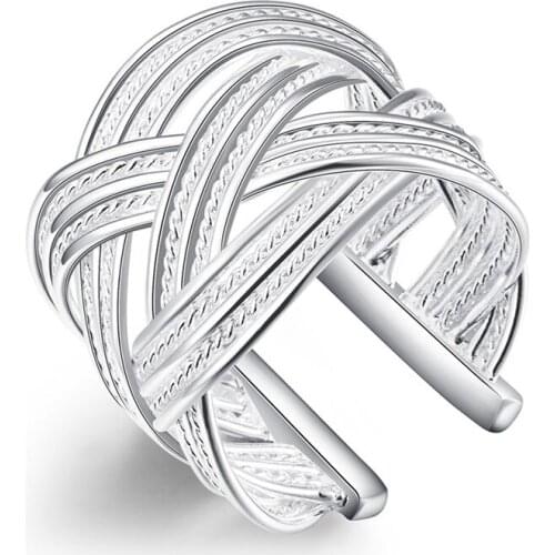 BABYLLNT 925 Silver Cross Weave Ring For Women Wedding Engagement Party Fashion Charm Jewelry Gift