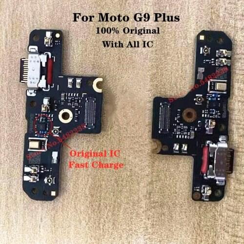 100% Original MIC Charger Board For Moto G9 Plus G9plus Quick Charge USB Charging Port Dock Flex Cable With Microphone Connector