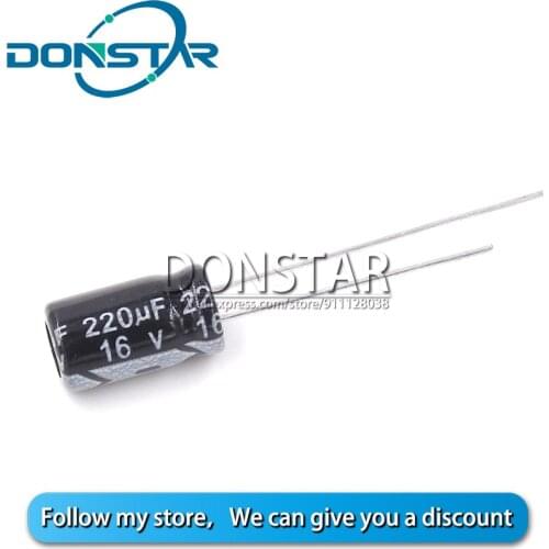 20PCS 220UF 16V 16V 220UF Aluminum Electrolytic Capacitor 16 V / 220 UF Size 6*11MM Electrolytic Capacitor