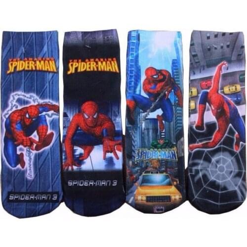 4Pairs/lot Baby Boy Socks Infant Cartoon Socks for Girls Marvel Spiderman Captain America Mcqueen Toddler Baby Short Socks Gift