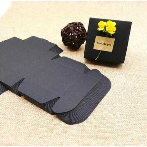 50pcs Black Carton Kraft Paper candy Box,small black cardboard paper packaging box,Craft Gift Handmade Soap Packaging box