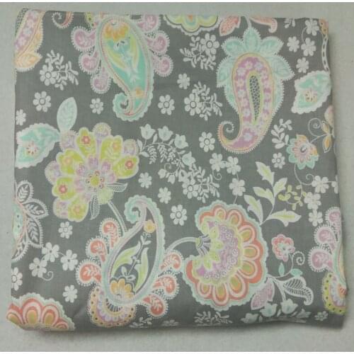 50x105cm Grey Colorful Peacock Flower Printed Cotton Fabric Floral Fabric Patchwork for Cloth Dress Home Decoration