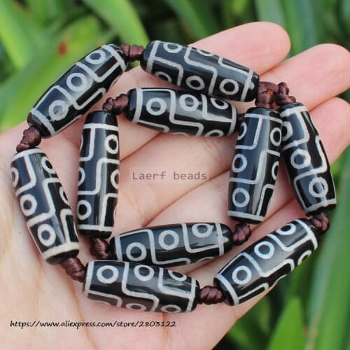 10pcs ,Multi-Style 10x30mm Black Onyx Dzi Agate Oval Shape Beads,For DIY Necklace Bracelat Jewelry Making