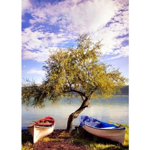 5D DIY diamond painting Nature Landscape Boat Under The Tree Full Drill Embroidery Cross Stitch Mosaic Home Decor Christmas Gift
