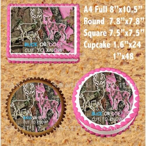 Buck or Doe Gender reveal Edible cake topper wafer rice paper for cake cupcake cookie topper decoration Baby shower cake decor