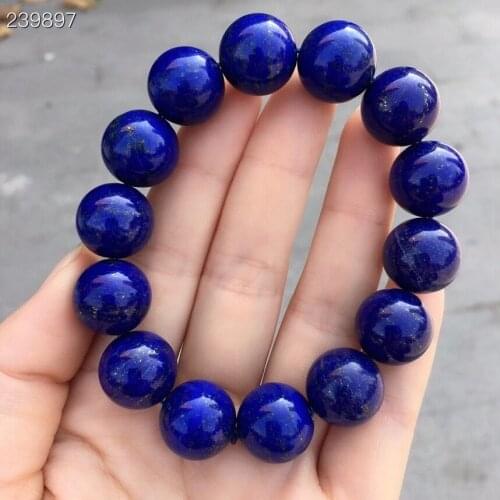 Natural Lapis Lazuli Royal Blue Gemstone Women Men Bracelet 16.5mm Round Beads Men Fashion Stone AAAAAA