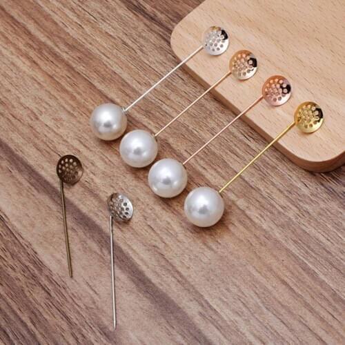 120pcs Mesh Bead Cap Muslim Hijab Pins with Pearl Backs Brooches Pins Islamic Scarf Safety Khaleeji Pins BP3