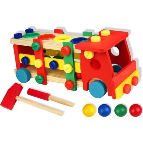 Kid Wooden Assembling Car Montessori Toys Toddler Disassembly Nut Combination Car Toy Wooden Educational Puzzle Toy for Children