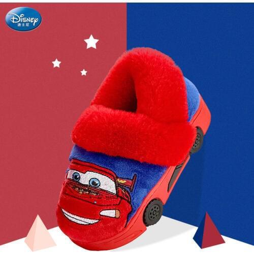 Disney Children Cotton Slippers Winter Cartoon McQueen Car Cotton Shoes Home Soft Cotton Slippers 2020