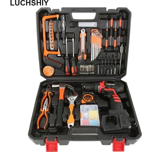 Electric Screwdrivers Cordless Drill 12V 16.8V 25V Impact Electric Drill Cordless Screwdriver 92/102PCS Power Tools Set 3/8-Inch