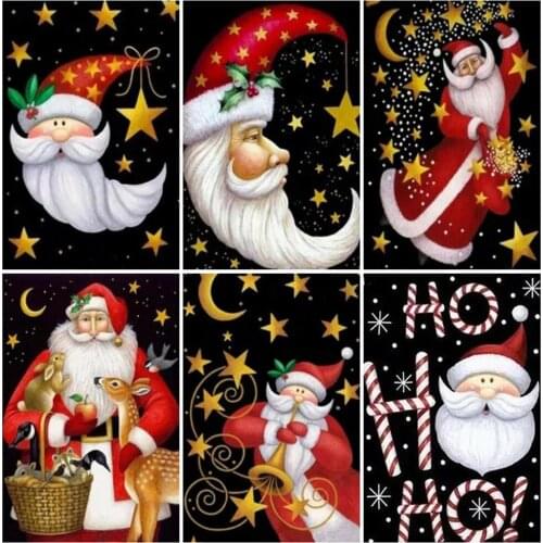 EverShine Diamond Embroidery Full Square Santa Claus Rhinestones Art Diamond Mosaic Christmas Cross Stitch Home Decor Needlework