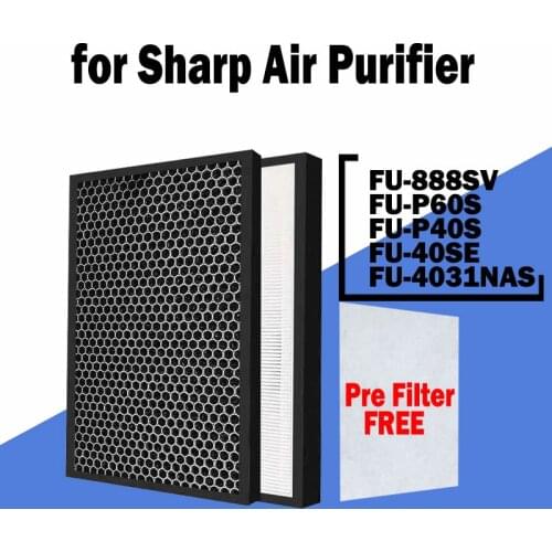 FZ-40SEF H13 Hepa Carbon Filter Replace For Sharp FU-888SV FU-P60S FU-P40S FU-40SE FU-4031NAS air purifier parts 39*31*3.5cm/1cm