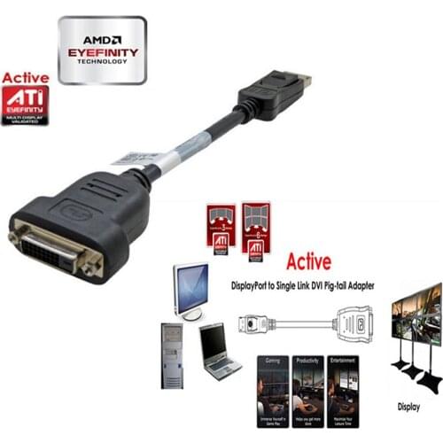 Active DisplayPort to DVI adapter cable ATI Eyefinity technology DP to DVI converter cable for multi-monitor configuration