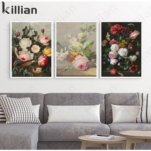 Modern Realism Various Flowers Living Room Bedroom Home Decoration Art Painting Rose Peony Picture Home Decor Loft Wallpapers