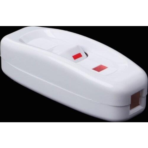 Compact White Plastic In-line Cord Light Lamp Switch 10A 250V with LED Indicator