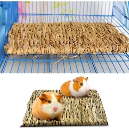 Rabbit Grass Chew Mat Pet Straw Mat Hamster Rabbit Chewing Toy Small Animal Natural Soft Garss Pad Guinea Pig Cage Bed Mat
