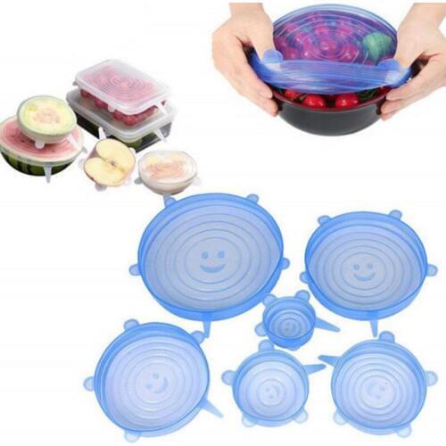 Kitchen Tool 6Pcs/ Set Universal Silicone Stretch Lids Vacuum Seal Suction Cover Sealer Bowl Silicone Cover LX7220