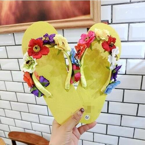 Summer bohemia flower flip flops platform wedges women sandals platform flip slippers beach shoes