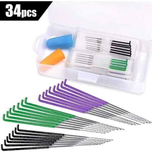 LMDZ 34 Pcs Wool Felting Needles Tool Soft Roving Wool Fibre for Needle Felting & Wet Felting DIY Doll Needlework Material Bag