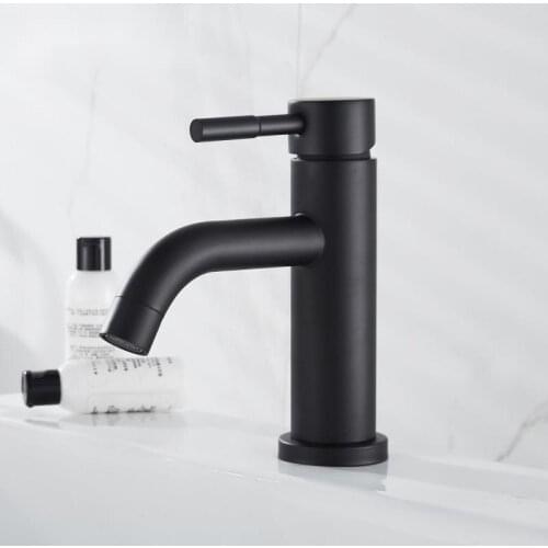 Matte Black Basin Sink Faucet Single Lever Hot Cold Water Tap Deck Mounted Brass Bathroom Mixers Single Hole Tap