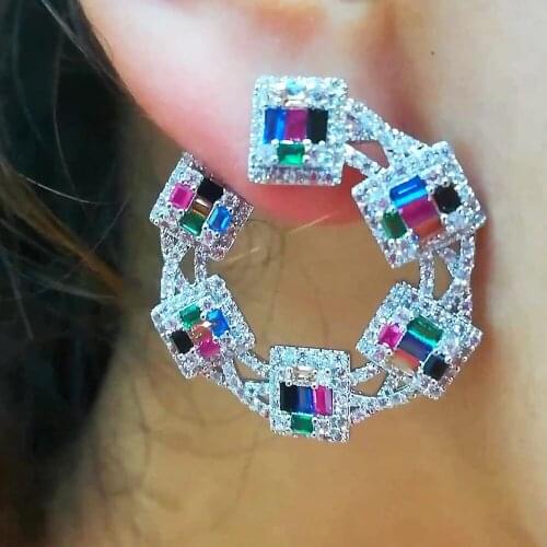 Missvikki Luxury Modern Charm Round Earrings For Women Bridal Wedding Shiny Earring 2020 Brincos Female DIY Fashion Jewelry 2020