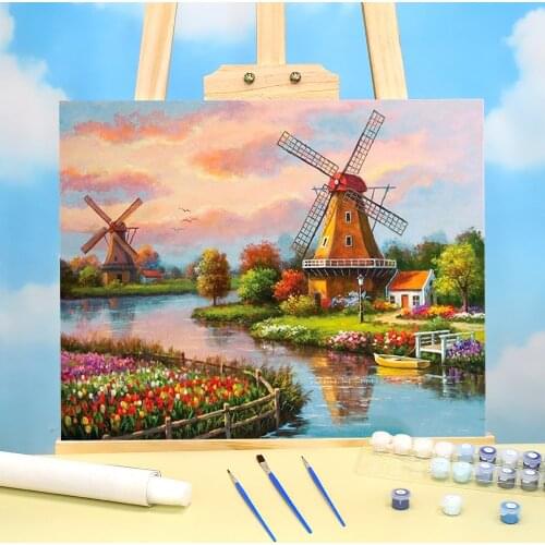 Flower Landscape Painting By Numbers Kit Oil Paints 50*70 Canvas Painting Handmade For Adults Handiwork