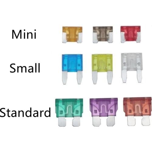 Set Mini Car Fuse 3A 5A 7.5A 10A 15A 20A 25A 30A 35A 40A Blade Znic Alloy Fuse For Motorcycle Small Standard