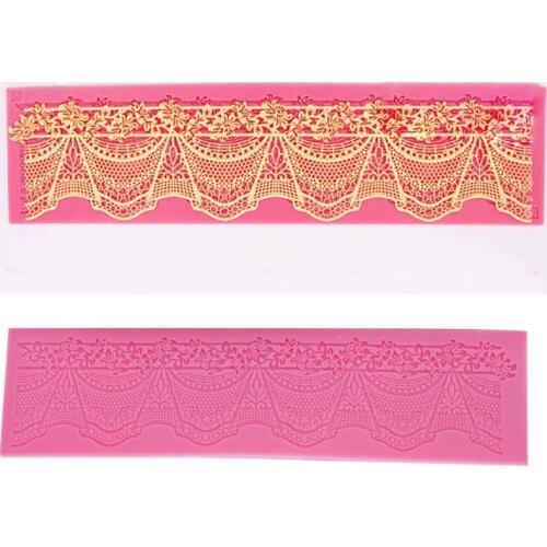 Aomily New Lace Wedding Cake Mould DIY Silicone Beautiful Lace Fondant Mold Mousse Sugarcraft Icing Mat Pad Pastry Baking Tool