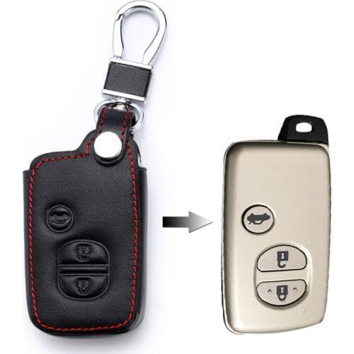 New 3 Button Leather Smart Car Key Cover Case Shell Protecter For Toyota Prius Camry Crown RAV4 Corolla Prado Key Cover Keychain