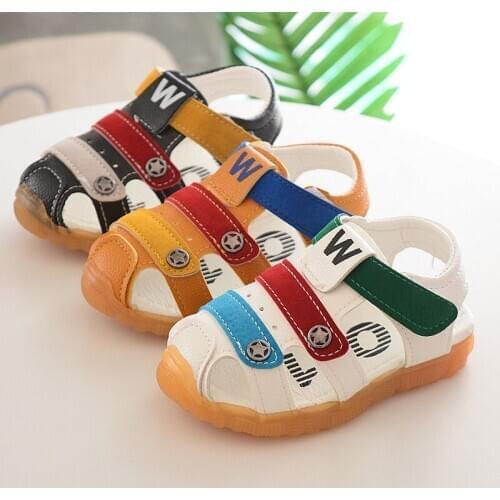 2020 summer new boy sandals Baotou anti-skid beef tendon bottom skin shoes in the child boy baby