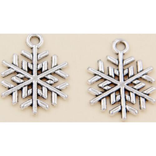 Wholesale 50pcs Tibetan Silver Snowflake Charms Pendants 15x20mm