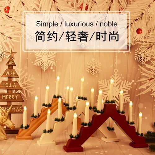 Festive wooden LED candle holder triangle battery box arch lamp decoration window scene decoration candle lamp decoration