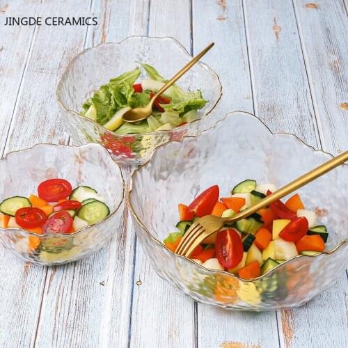 Direct selling new crystal glass plating rainbow salad bowl creative vegetable and fruit dessert bowl household tableware