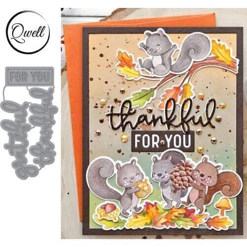 QWELL Word Thankful Grateful Metal Cutting Dies for Scrapbooking and Card Making Paper Craft 2019 New die cuts