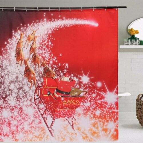 180x180cm Christmas Xmas Santa Claus Waterproof Shower Curtain Bathroom Home Decor