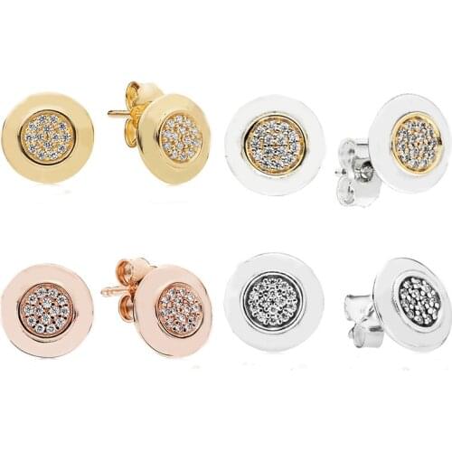 2021 New Free Shipping 925 Sterling Silver Round Circle Stud Earrings For Women DIY Jewelry Christmas Gift Earrings