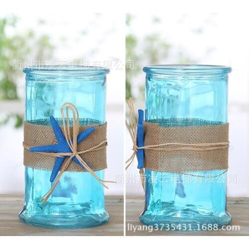 Nordic decorations set flower ornaments American Brewer linen bandages starfish transparent glass vase