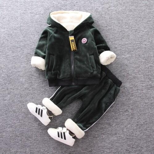 Boys warm clothing sets winter children fashion thick velvet hoodies pants 2pcs tracksuits for baby boy kids cotton jogging suit