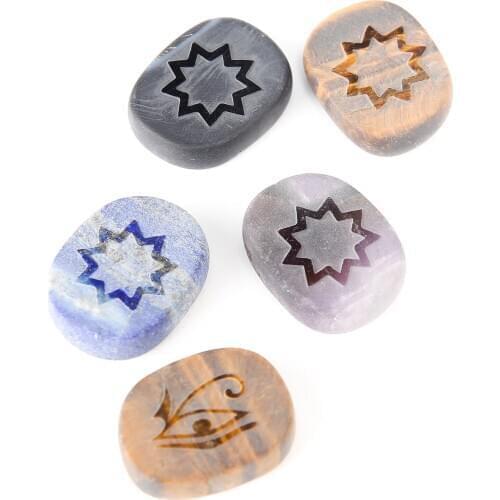 Religious jewelry Feature matte Carving Baha'i Star Rune Symbol of Life Pendant
