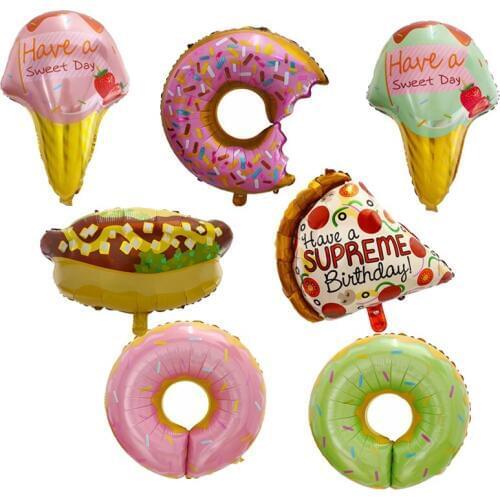 Food Balloon Donuts Lollipop Hamburger Ice Cream Hot Dog Birthday Party Wedding Balloons Decoration Doughnut Helium Air Globos