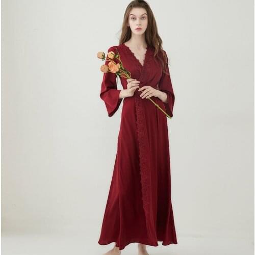 Women Silk Lace Nightgown Night Dress Bride Bridesmaid Backless Sleepwear Vintage Nightie Long Dressing Gown Sexy Lingerie