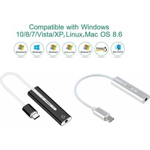 Type-C 7.1 Channel Sound Card to 3.5mm Jack AUX Stereo USB 3.1 Audio Headphone Adapter External Voice Card Universal Type-C HIFI
