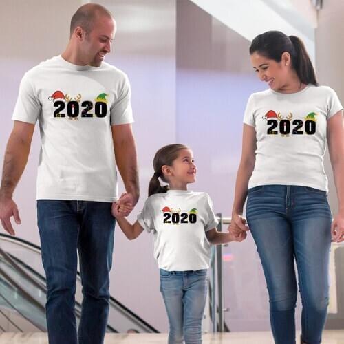 1pcs 2020 Christmas Family Matching Clothes Mommy Daddy and Me T-shirt Aesthetic Holiday Tees Merry Christmas Xmas Camisetas